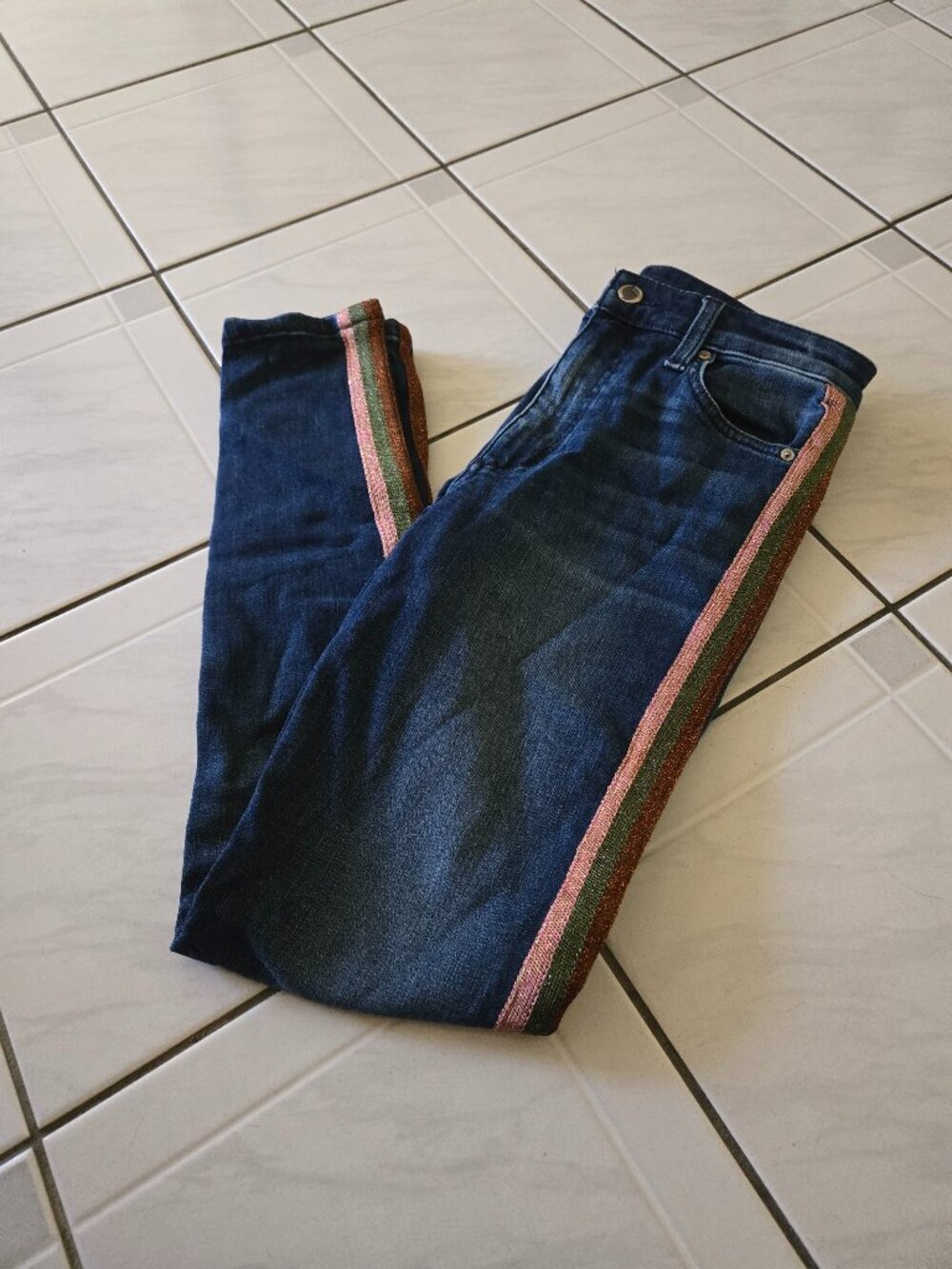 Joe's Jeans Charlie High Rise Skinny Ankle Jeans Jillie Tuxedo Stripe 26